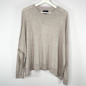 April Marin London One Size Heathered Taupe Cotton Cashmere Blend Sweater NWT